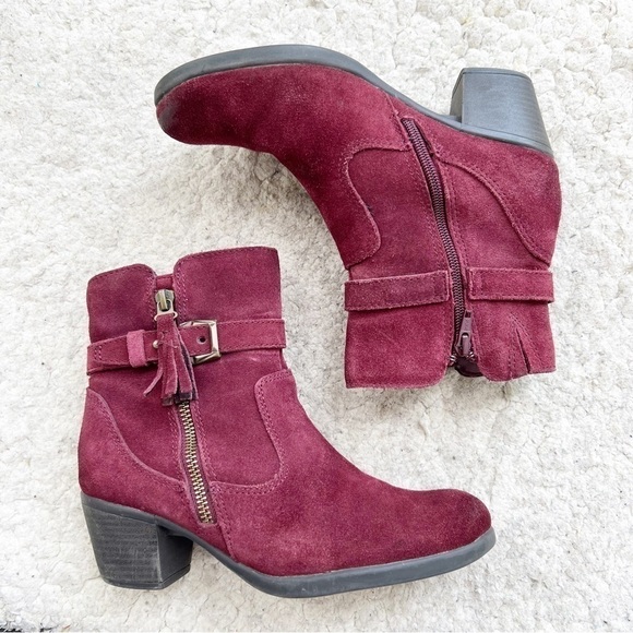 Earth Origins Shoes - Earth Origins by EARTH "Tori" Merlot Suede Ankle Western Boho Booties Size 7M